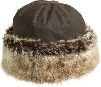 'Ambush' Waxed Cotton Hat with Faux Fur Trim | Nordstrom