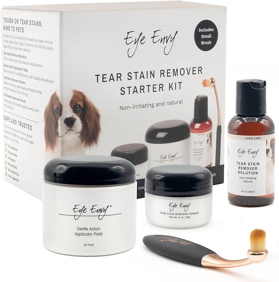 Eye Envy Dog Tear Stain Remover Starter Kit with ProPowder Brush | Stain Solution, Applicator Pad... | Amazon (US)