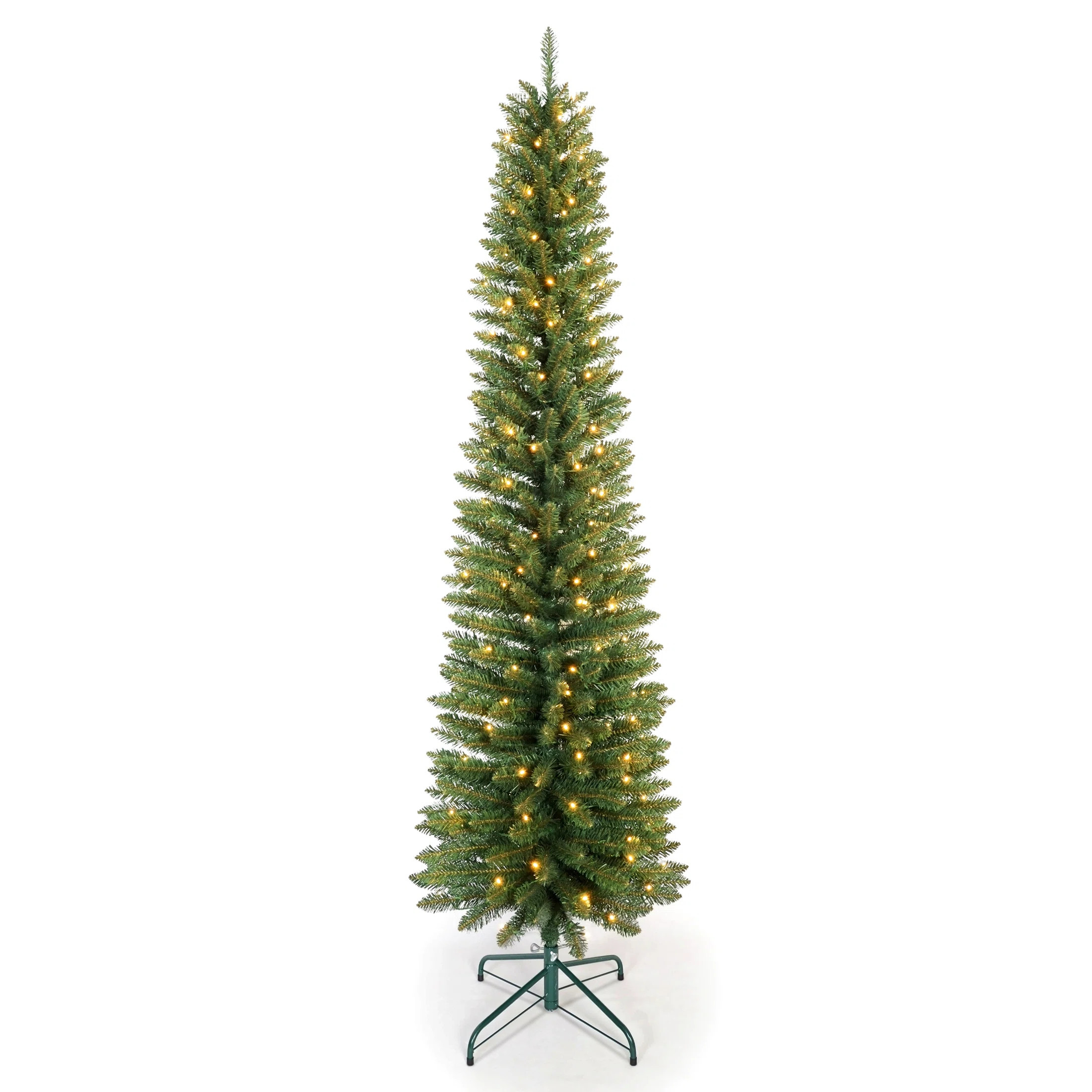 Ebern Designs Green Pencil Christmas Tree With Warm White Led Lights – Slim Pvc Tree With Tips,... | Wayfair North America