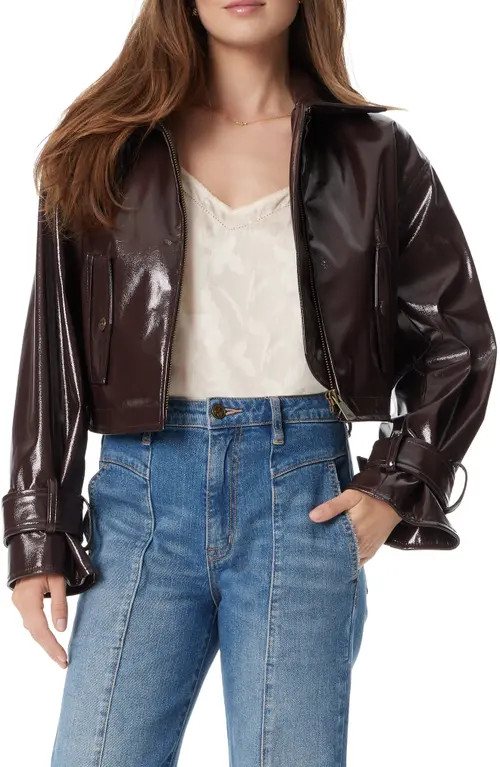 Sam Edelman Mesa Crop Faux Leather Moto Jacket in Merlot at Nordstrom, Size X-Large | Nordstrom