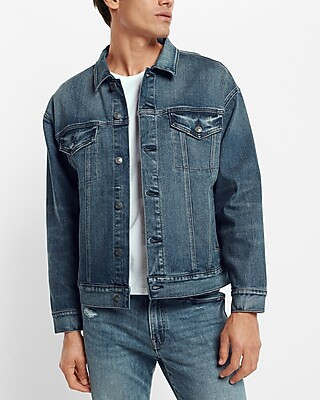 Medium Wash Denim Trucker Jacket | Express
