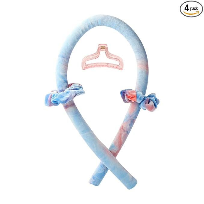 Heatless Curling Rod Headband No Heat Silk Ribbon Curling Rod Hair Roller Curls with Hair Claw Cl... | Amazon (US)