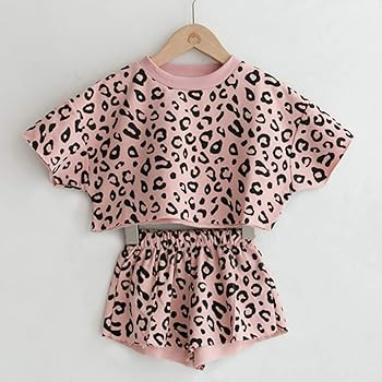 Toddler Baby Girls Leopard Print Summer Clothes Set T-Shirt and Short Pants 2pcs Outfits | Amazon (US)