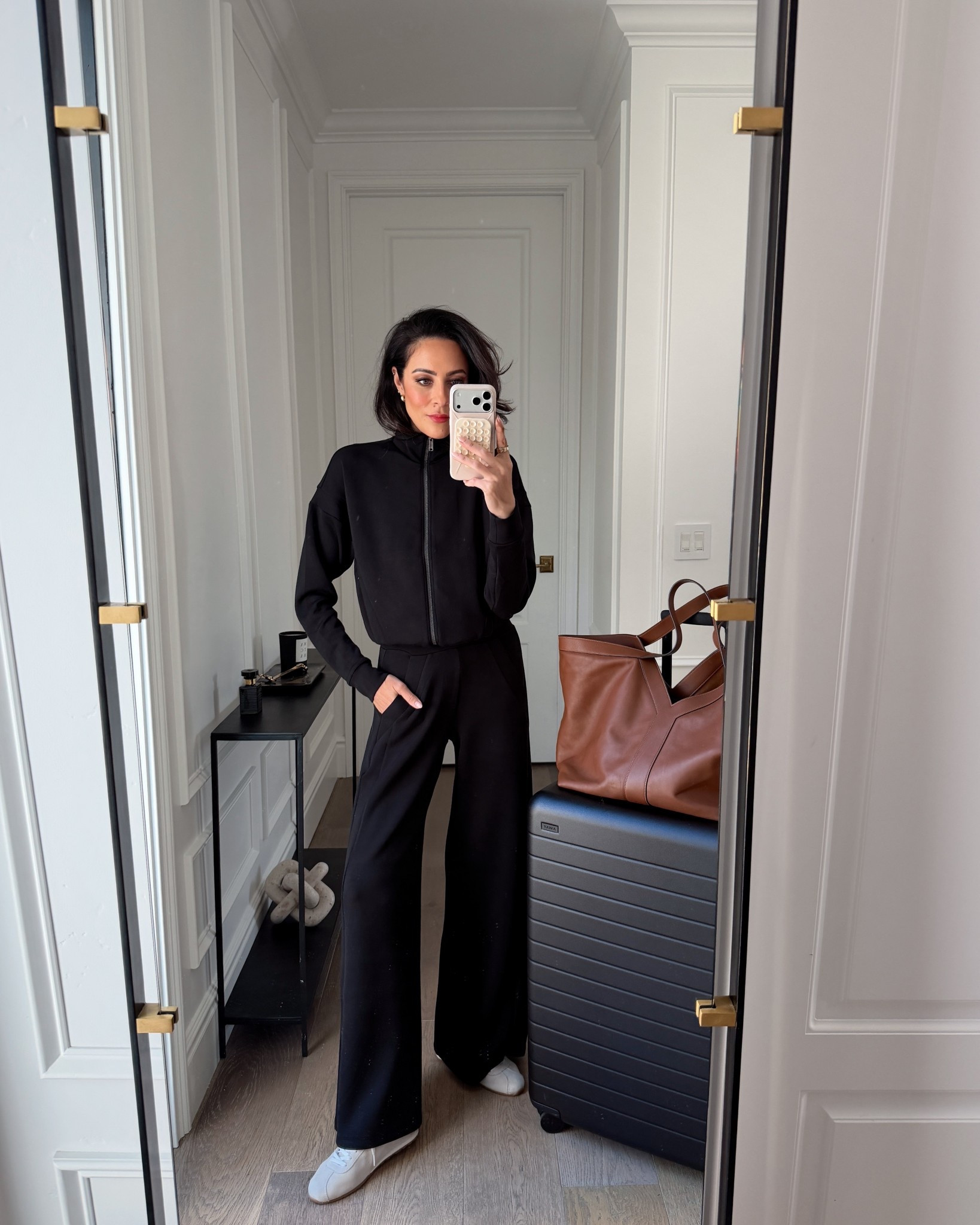 The set that’ll take you from running errands to travel style from @spanx use code LUCYSWHIMSXSPANX for 15% off your first order! 
#SpanxPartner
Track jacket XS
Air essential pants XS
Tank top XS
Leggings S, I sized up 
Ponte Pants XS Long/Tall 

#LTKOver40 #LTKSeasonal #LTKdayinmylife