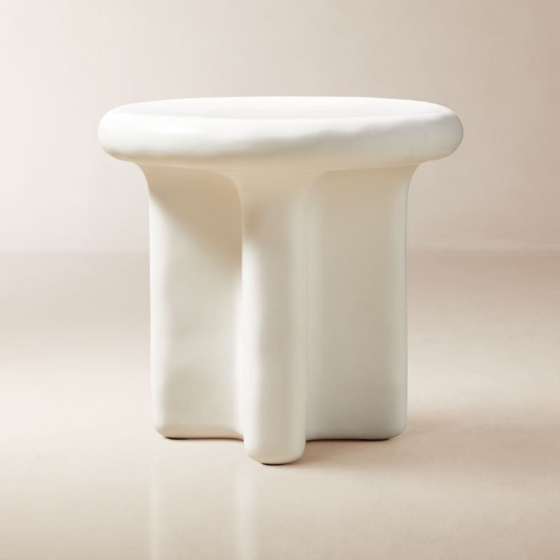 Bodene Round Ivory Resin Side Table + Reviews | CB2 | CB2
