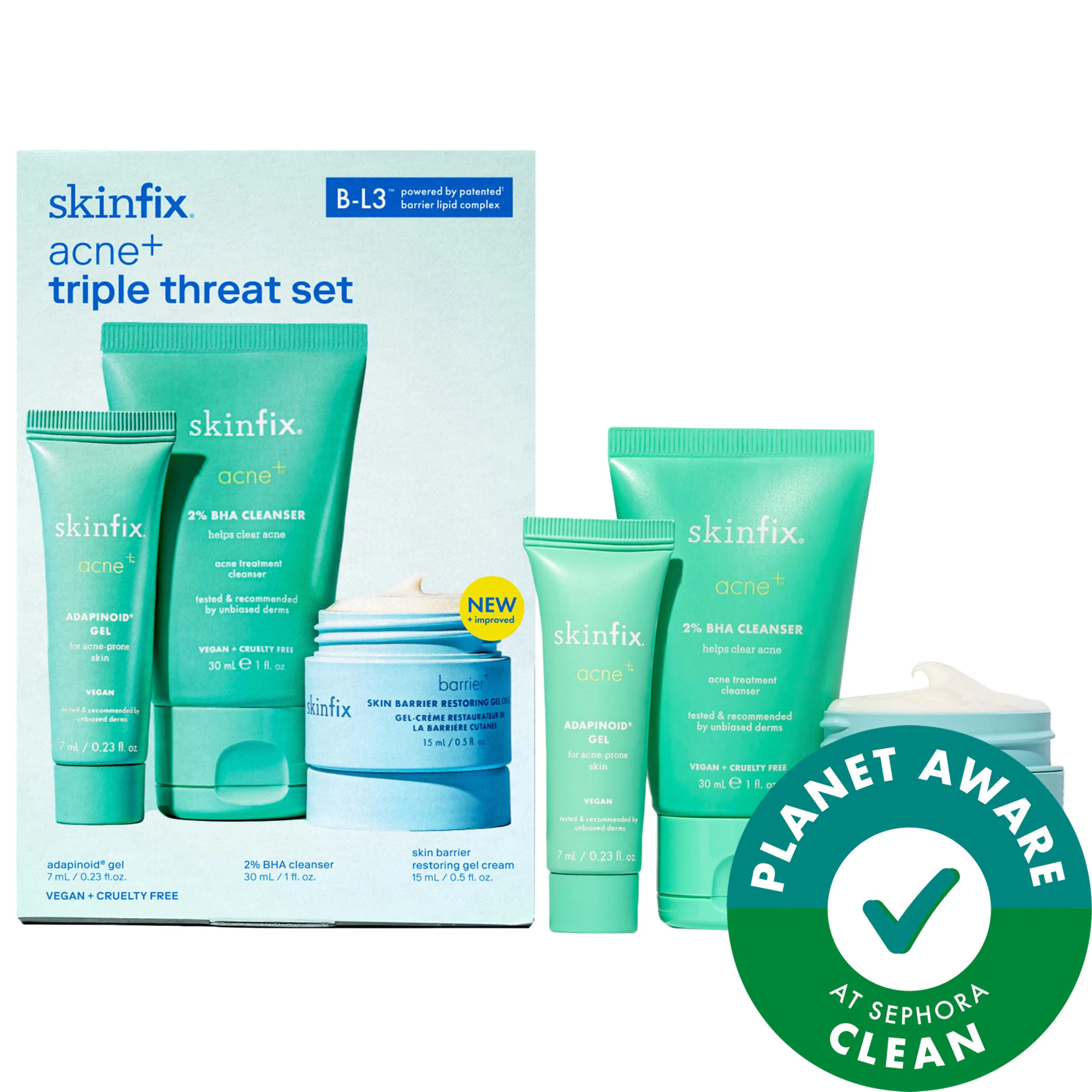 Skinfix acne+ triple threat set with Salicylic Acid (BHA) + Niacinamide with B-L3 | Sephora (US)