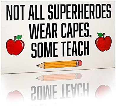 JennyGems Not All Superheroes Wear Capes, Some Teach Sign, Teacher Desk or Wall Art Sign, Teacher Ap | Amazon (US)