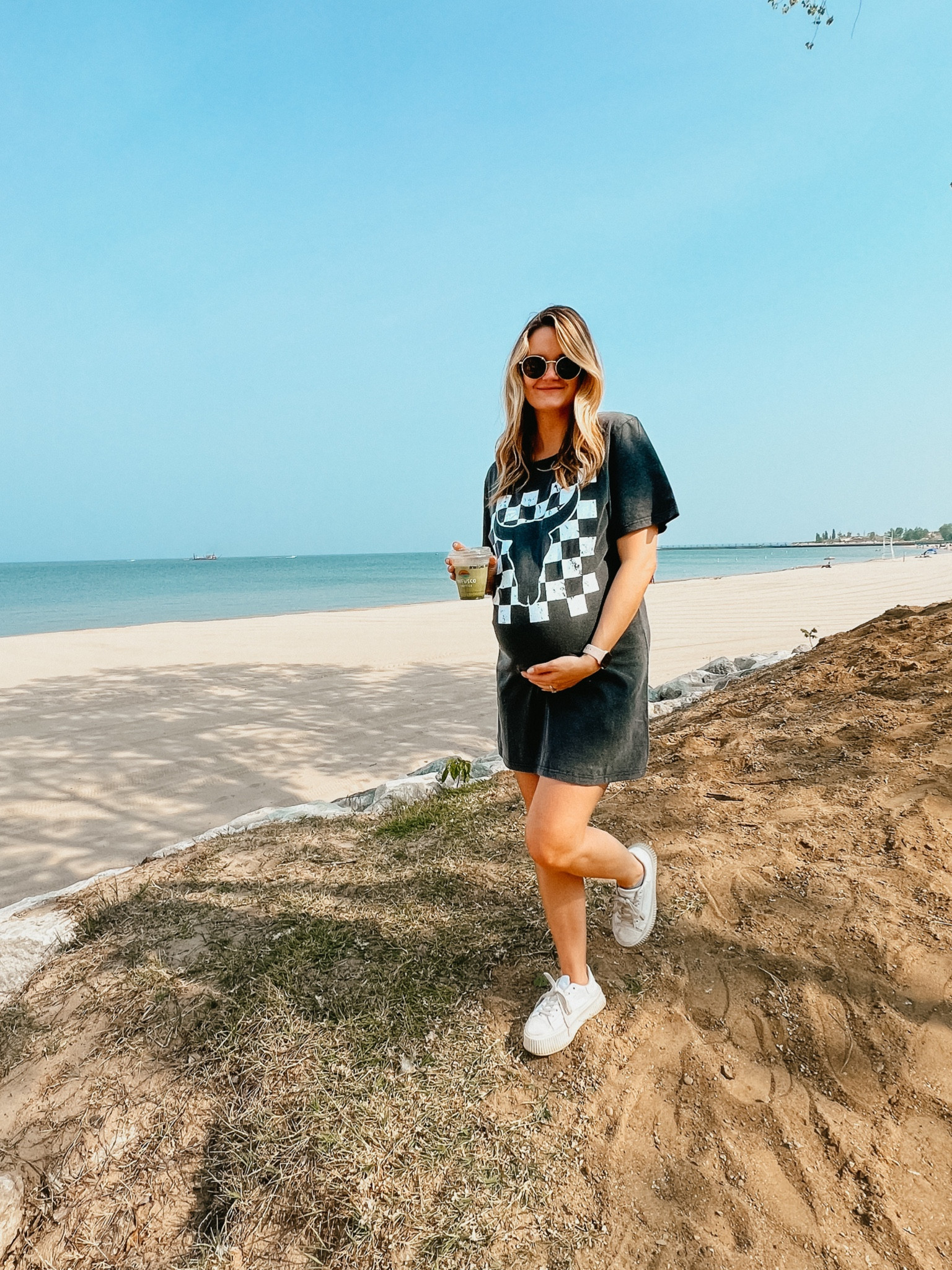 Graphic tee dress.
Sized up to a XL for the bump 

#LTKbaby #LTKbump