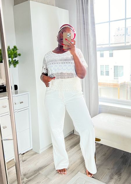 Love these jeans and I need to clean my mirror 😅 white jeans , cream jeans , summer finds , spring fashion find , H&M jeans , affordable jeans for summer , wide leg jeans 

#LTKSeasonal #LTKmidsize