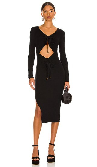 Kaylee Ruched Dress in Black | Revolve Clothing (Global)