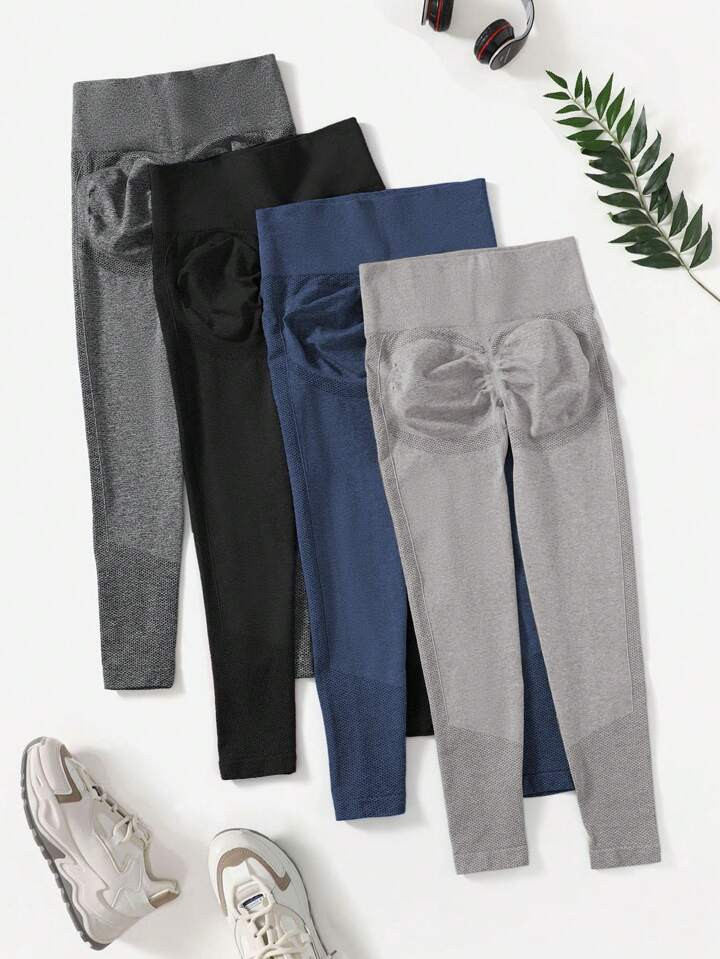 Yoga Basic Seamless High Elasticity Sports Leggings, Four Colors Set | SHEIN