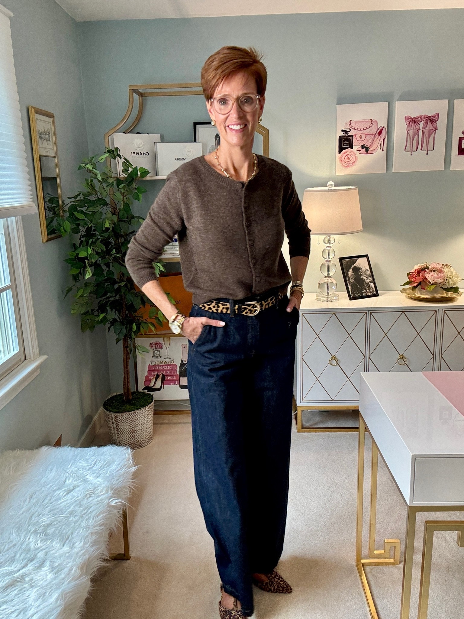 Classic doesn’t have to mean predictable.

Want the links sent to you? Comment SHOP and I’ll DM them!

A brown cashmere cardigan and dark wash wide-leg jeans could have stopped at “nice.” The leopard belt and flats are what make the outfit feel like me.

And that’s one of my favorite ways to wear cashmere for fall: start with the timeless piece, then add ONE thing that gives the outfit some personality.

At 56 and 6'1", I’m much more interested in building a wardrobe around pieces I’ll actually wear repeatedly than chasing something new every week. A cashmere cardigan earns its place because I can wear it buttoned as a sweater, open as a layer, dressed up with trousers or casually with jeans.

This week we’re talking all things cashmere: what’s worth considering, how I’m wearing it, and the sweaters that can actually become wardrobe workhorses.

Would you wear the leopard belt AND flats together, or choose just one?

SAVE this outfit for fall inspiration, SHARE it with your cashmere-loving friend, and FOLLOW for classic style, tall-friendly finds and clothes worth wearing on repeat.

#CashmereStyle #FallOutfitIdeas #StyleOver40 #TallWomenStyle

#LTKootd #LTKOver40 #LTKTall