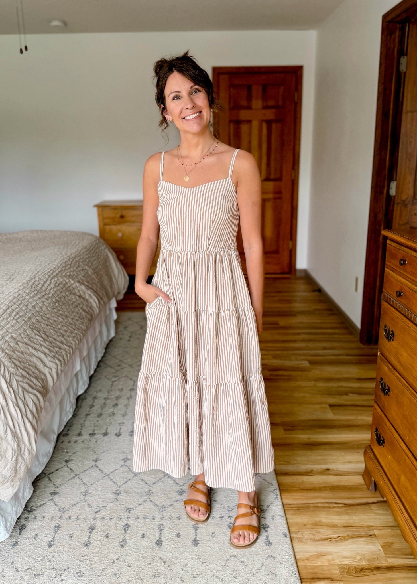 Xs in my dress and 6 in my sandals.