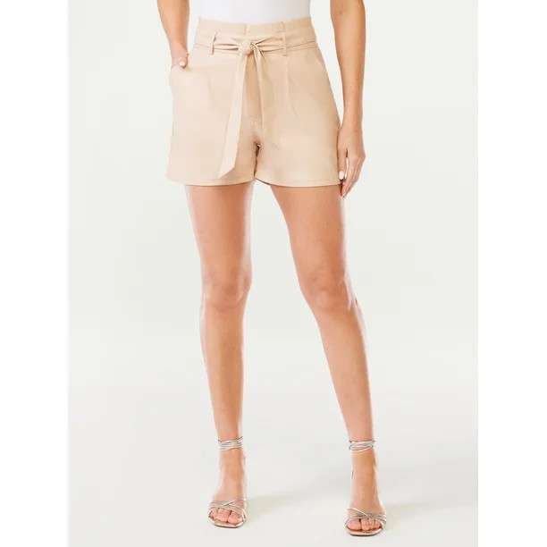 Sofia Jeans Women's High Rise Faux Leather Shorts | Walmart (US)