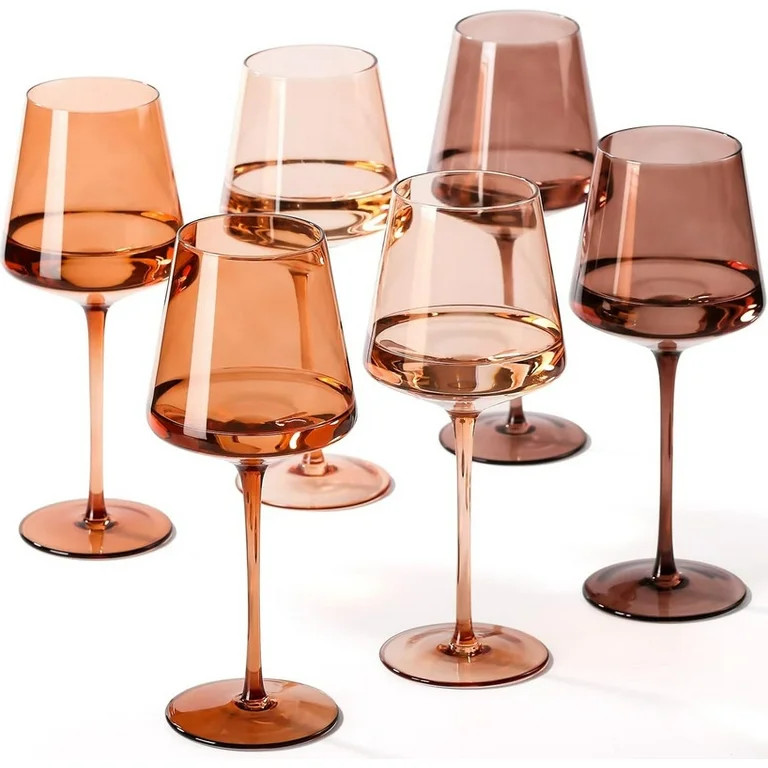 Venus Juego de Copas de Vino de Colores de Copas de Vino Marrones de 6-18 Oz [Sopladas a Mano] co... | Walmart (US)