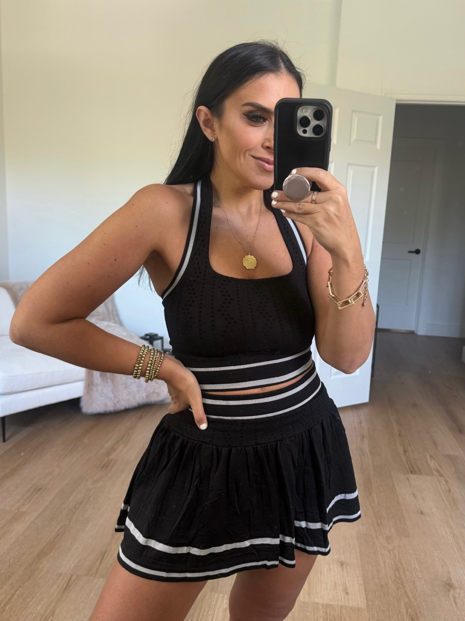 Women 2 Piece tennis skirt outfit wearing size small. 
