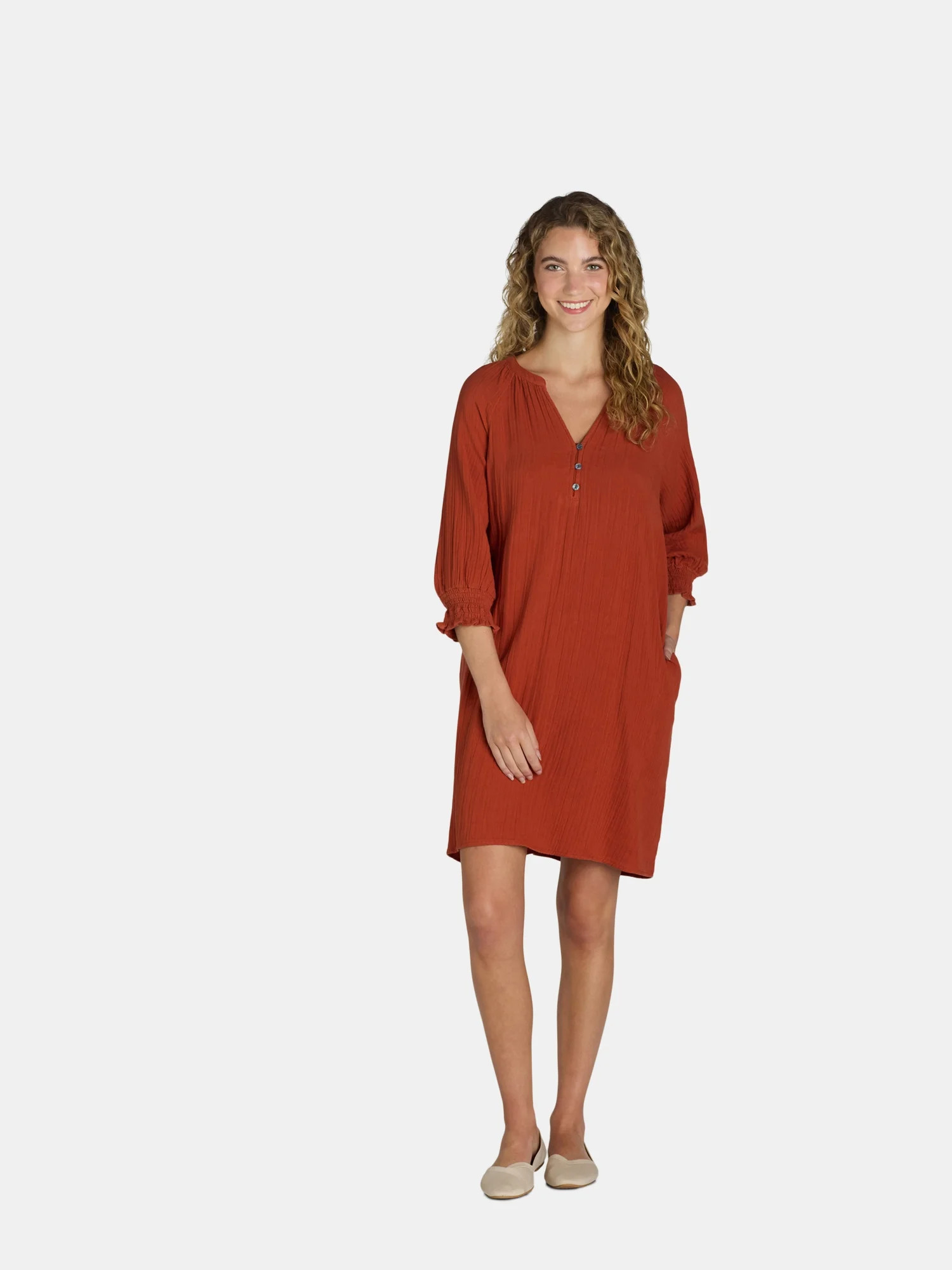 Time and Tru Women's Mini Double Cloth Dress, Sizes XS-XXXL - Walmart.com | Walmart (US)