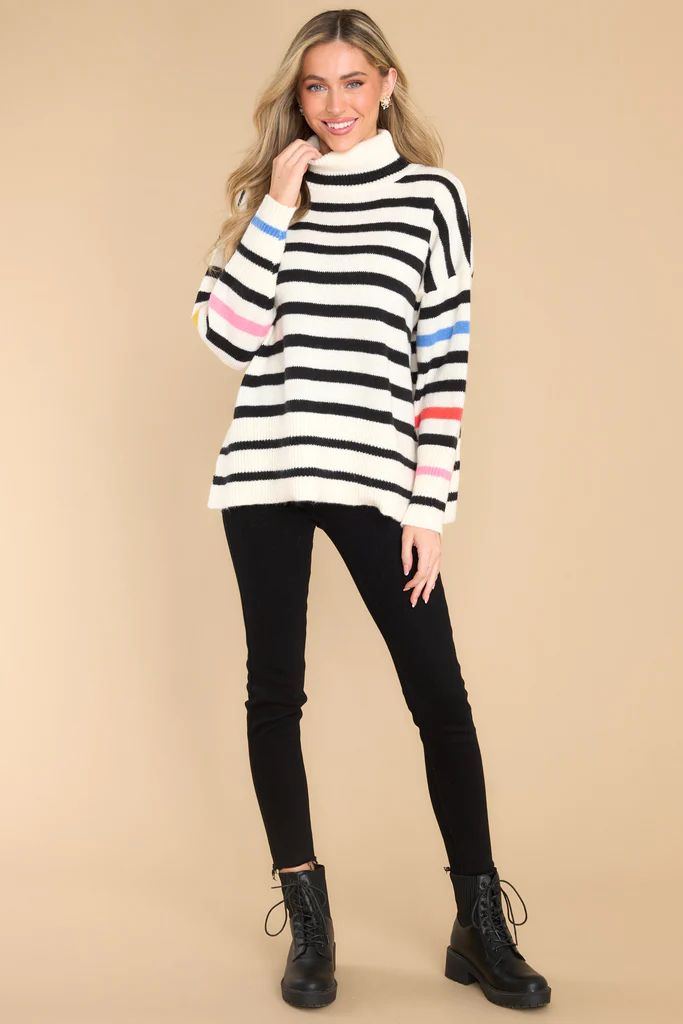 Stay Concentrated Ivory Multi Striped Sweater | Red Dress 