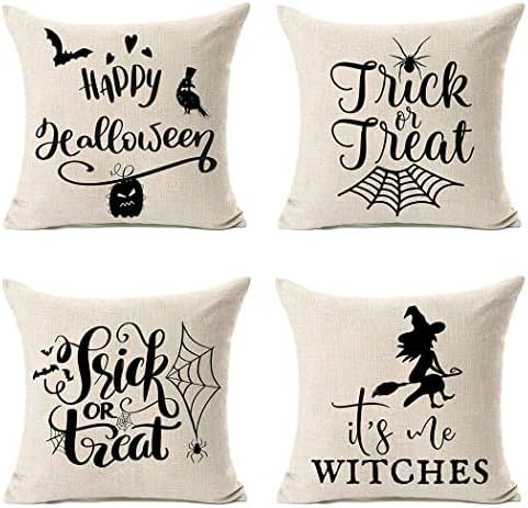 PSDWETS Halloween Decorations Pillow Covers 18x18 Inch Set of 4 Trick or Treat Bat Spider Witch Hall | Amazon (US)