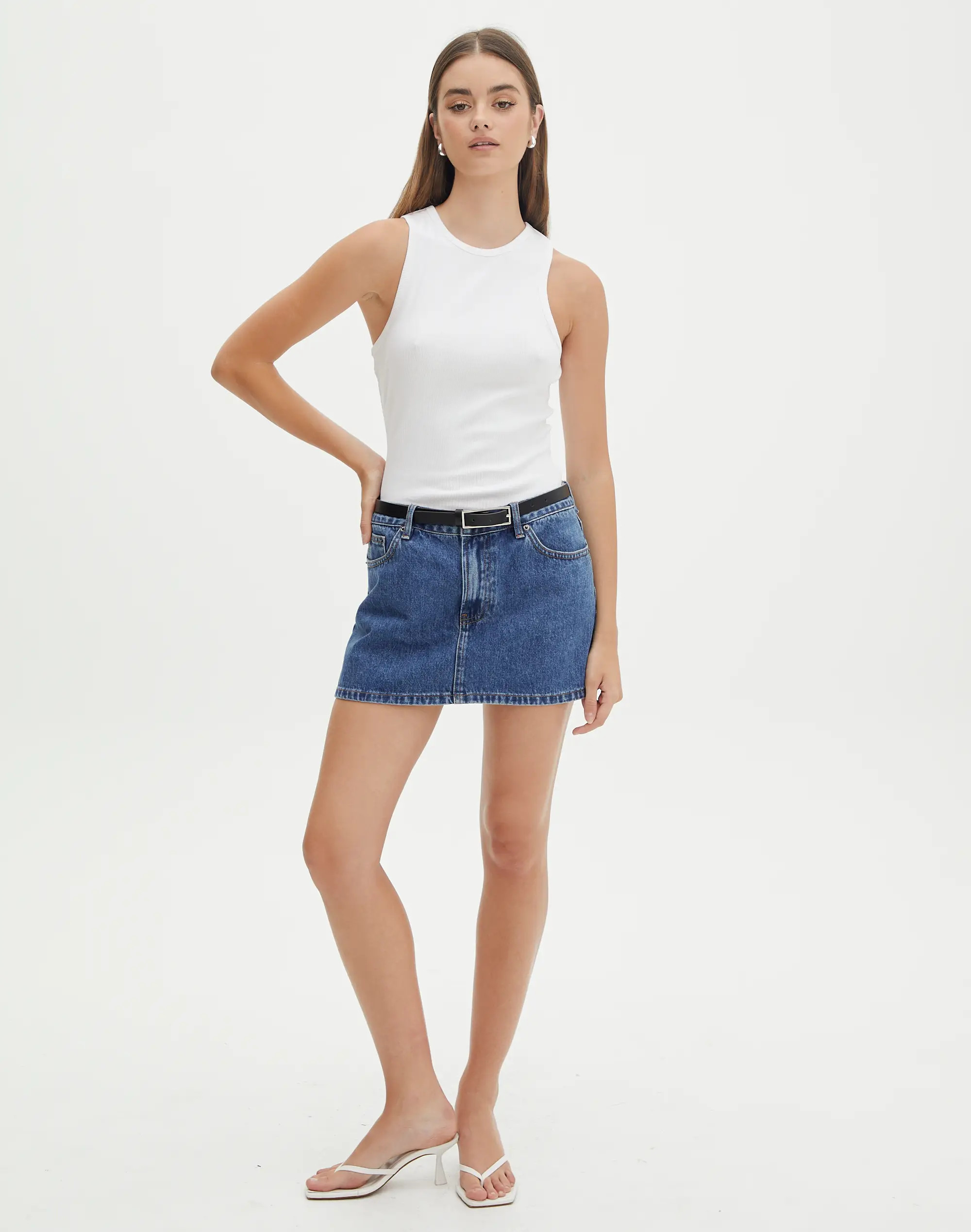 High Neck Cotton Racer Tank in White | Glassons | Glassons (NZ)