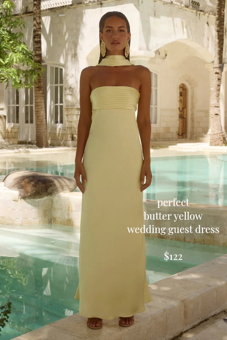 This is the PERFECT summer butter yellow wedding guest dress and it’s only $122!!

Butter yellow, butter yellow wedding guest dresses, butter yellow dresses, wedding guest dress, summer wedding guest dress, neck scarf dress 

#LTKParties #LTKWedding #LTKStyleTip