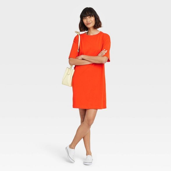 Women's Elbow Sleeve Knit T-Shirt Dress - A New Day™ | Target