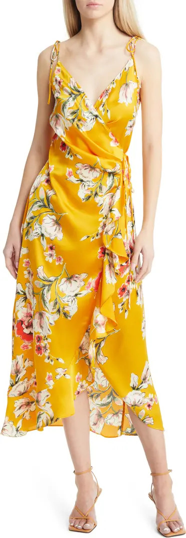 Floral Satin Wrap Dress | Nordstrom Rack