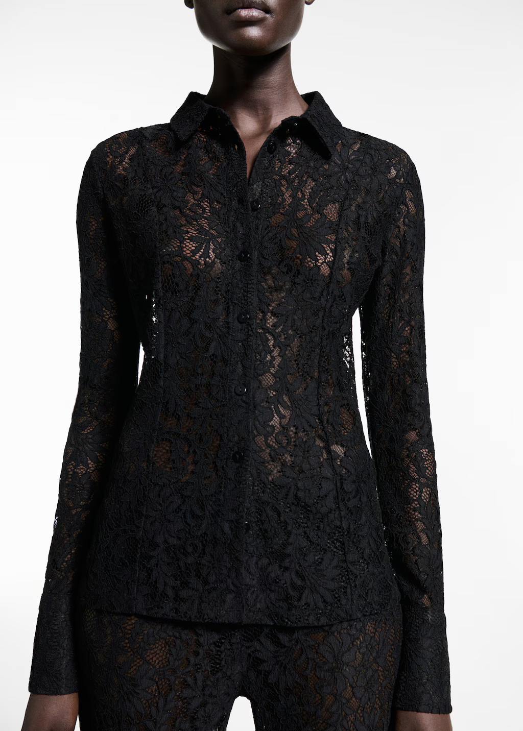 Transparent lace shirt - Women | MANGO United Kingdom | MANGO (UK)