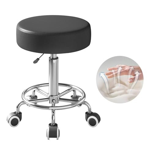 Rolling Stool, Heavy Weight Capacity 250lb, PU Leather Rolling stools, Ultra Soft Padded Seat, Ro... | Amazon (US)