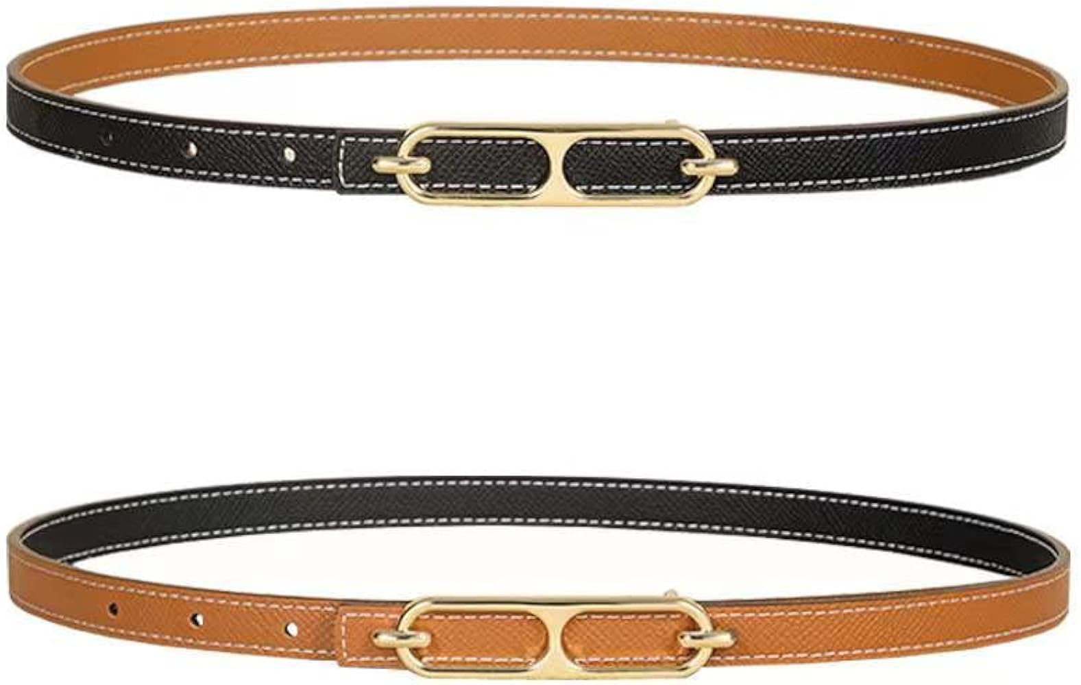 Women Fashion Belt For Dress Jean Skinny Leather Belts Gold Alloy Buckle | Amazon (US)