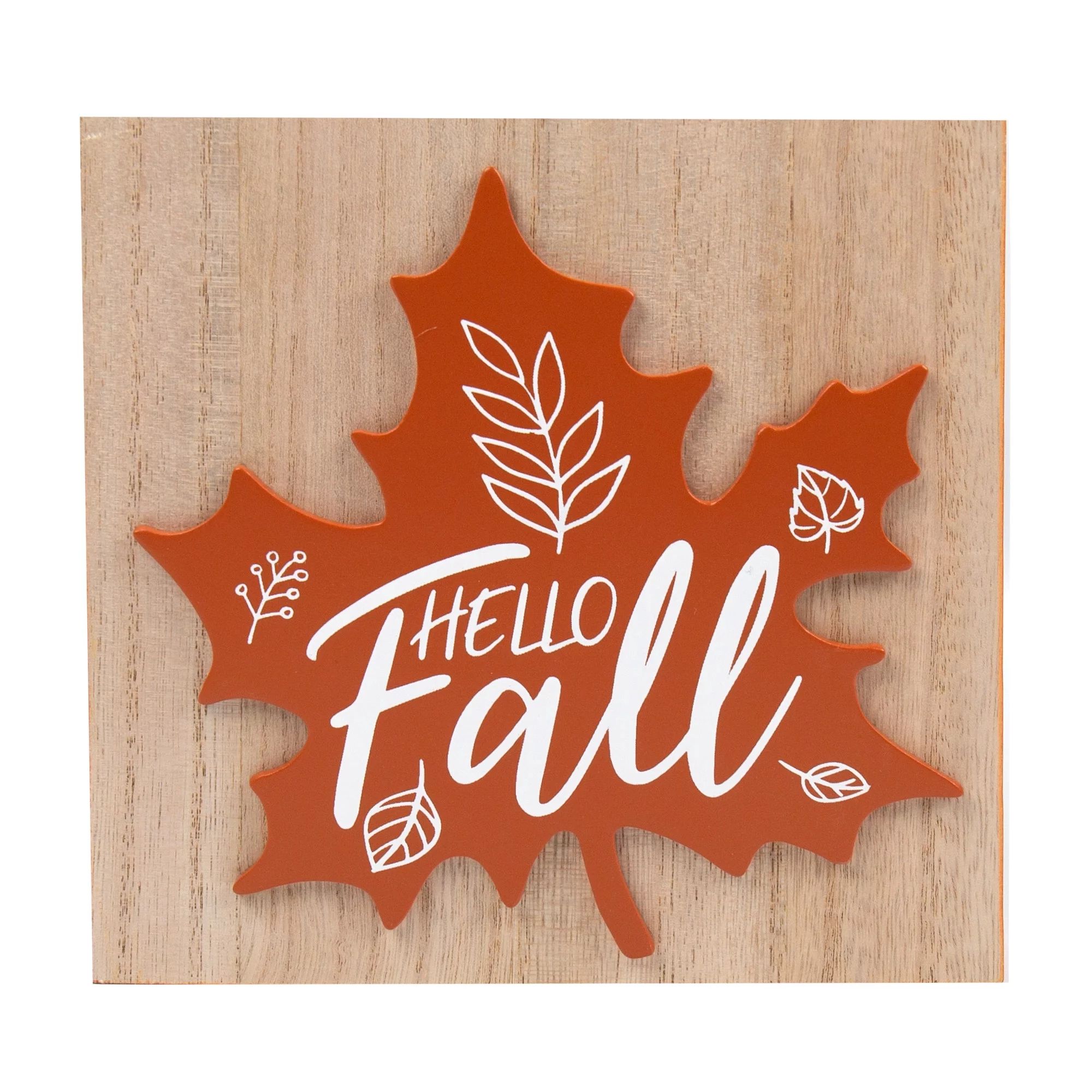 Hello Fall Leaf Tabletop Decoration, 7” x 1.25" Shadowbox, by Way To Celebrate - Walmart.com | Walmart (US)