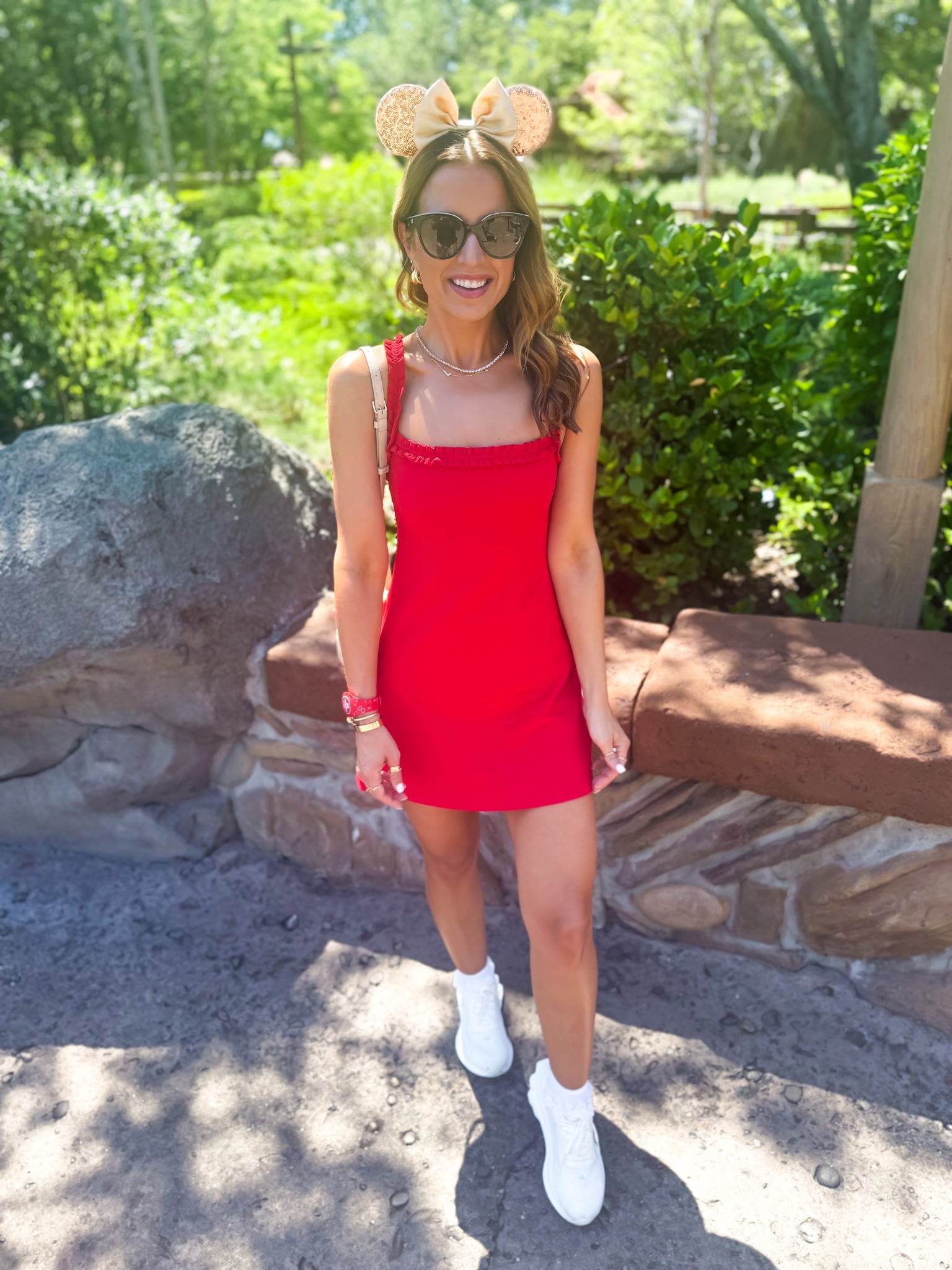 My Disney #ootd here! Disney dress. Disney outfit. Abercrombie athletic dress with open-back shorts in XS regular. Summer outfit. Baseball mom. Casual outfit. Activewear. Ruffled socks. White sneakers are TTS. 

#LTKTravel #LTKootd #LTKActive