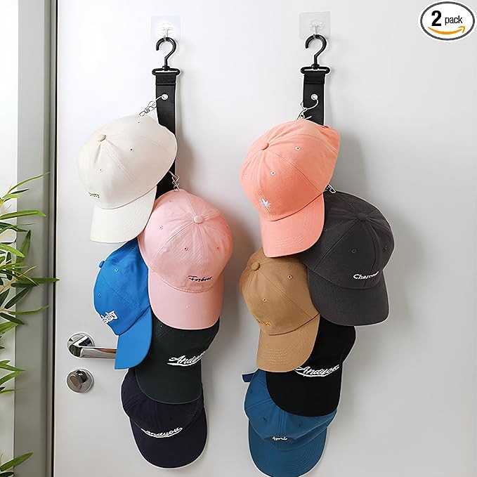 2 PCS Black Hat Organizer for Baseball Caps, Hung on The Wardrobe and Clothes Rack,A Hat Storage ... | Amazon (US)