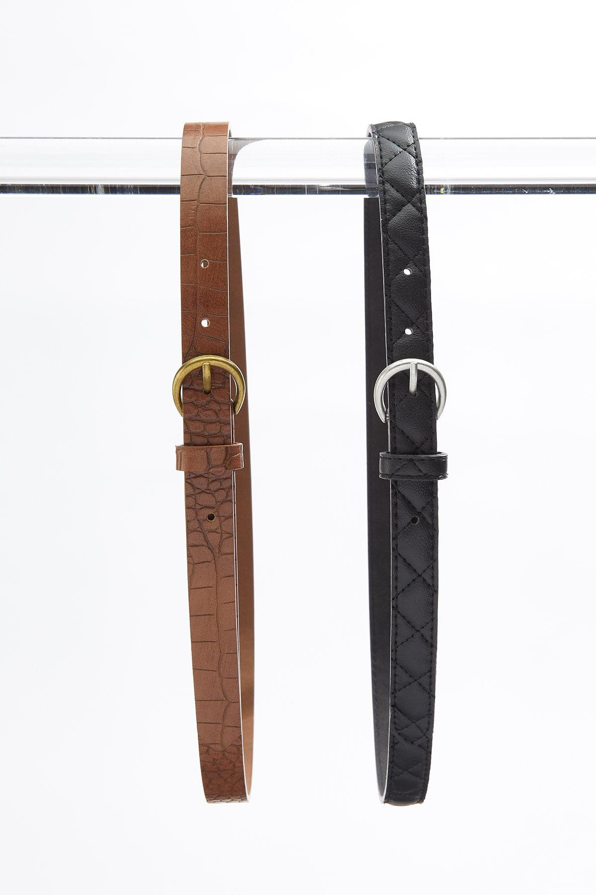 Plus Size Quilt Croc Skinny Belt Set | Cato Fashions