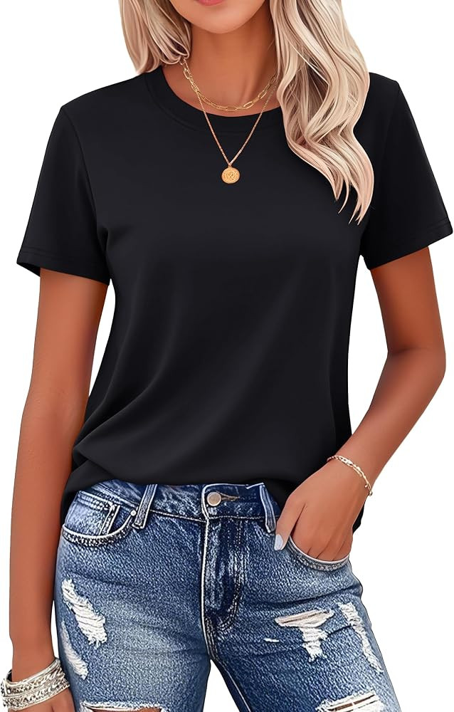 MAGCOMSEN Women's Shirts Casual Cotton Short Sleeve Crewneck T Shirt Moisture Wicking Tee Tops fo... | Amazon (CA)
