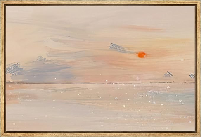 SIGNLEADER Framed Canvas Print Wall Art Watercolor Tropical Sunset Sea Landscape Nature Wildernes... | Amazon (US)