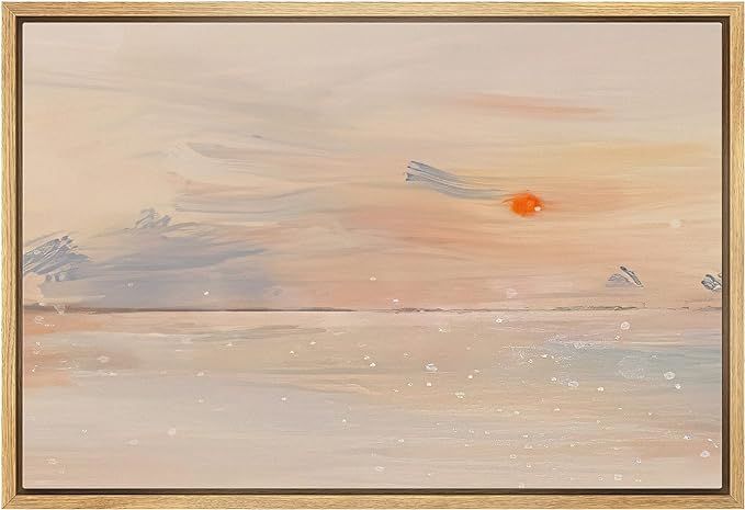 SIGNLEADER Framed Canvas Print Wall Art Watercolor Tropical Sunset Sea Landscape Nature Wildernes... | Amazon (US)