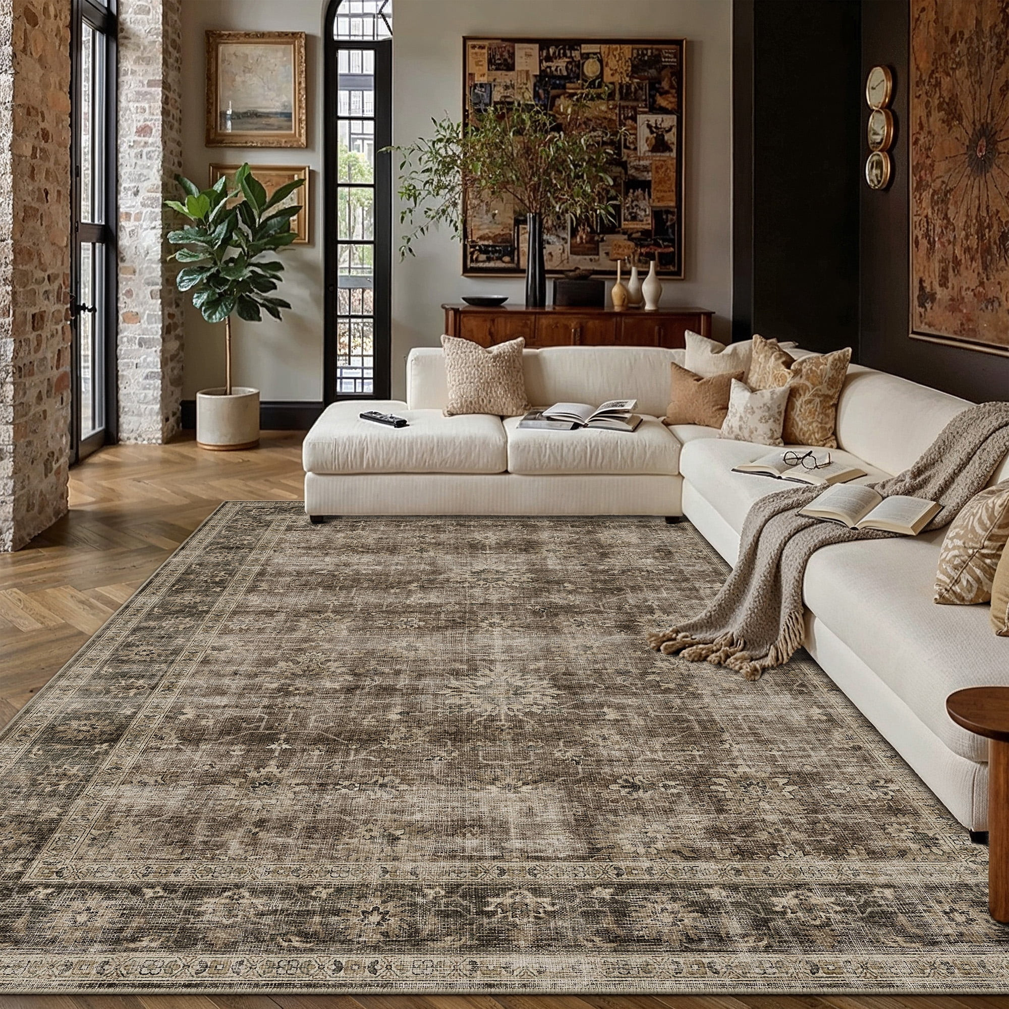BERTHMEER 5'x7' Area Rugs for Living Room Washable Bedroom Rugs Distressed Vintage Oriental Tradi... | Walmart (US)