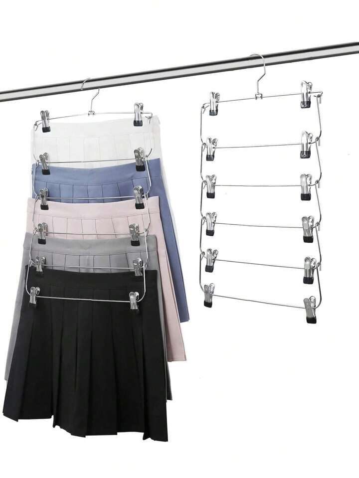 6-Layer Multifunctional Clothes Hanger With Clips For Pants And Skirts, Black, 1pc | SHEIN