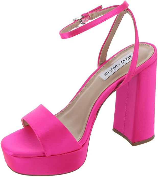 Amazon.com | Steve Madden Lessa Sandal Pink Satin 7 M | Flats | Amazon (US)