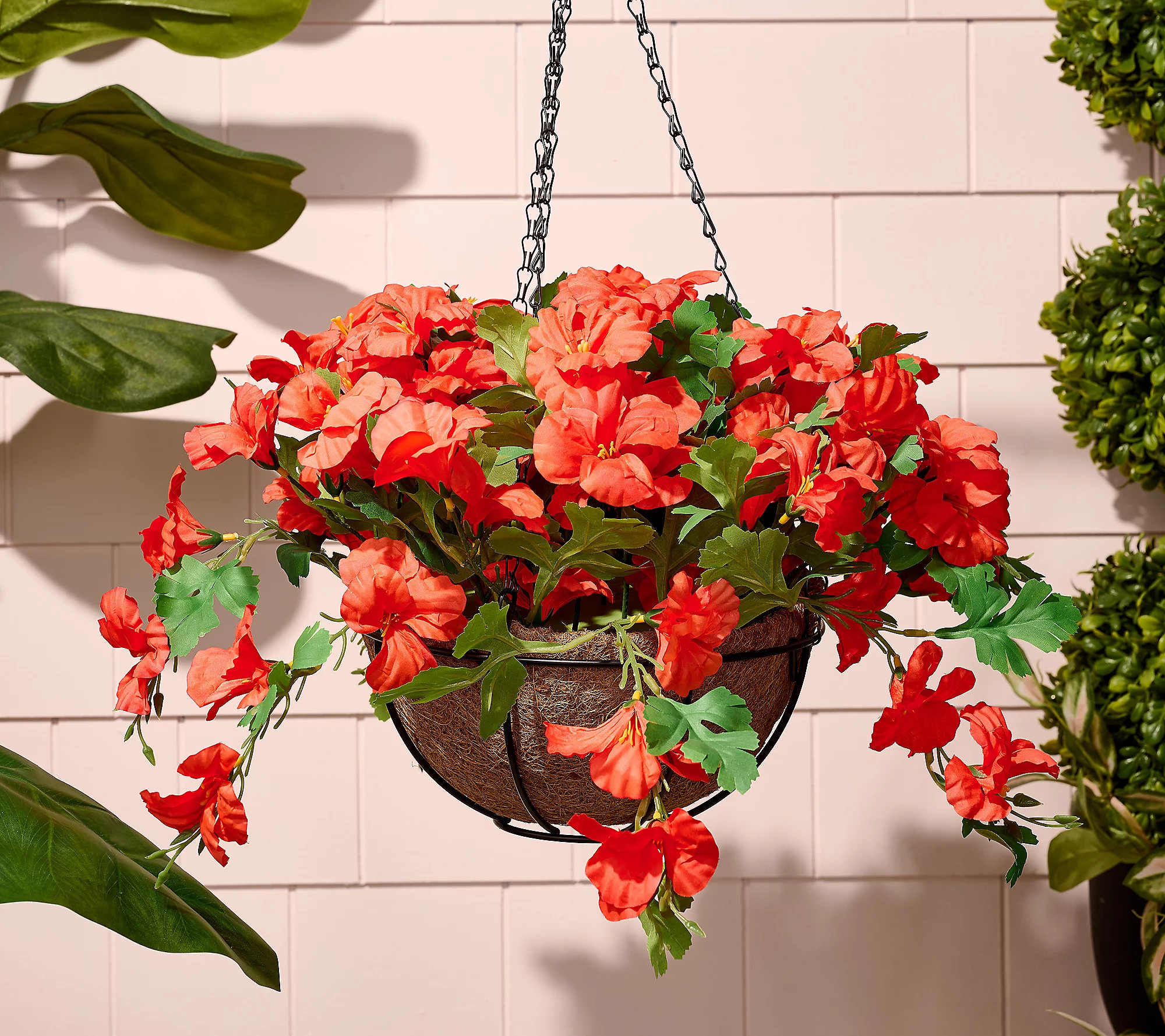 Wicker Park 20"" Faux Impatiens Hanging Basket | QVC
