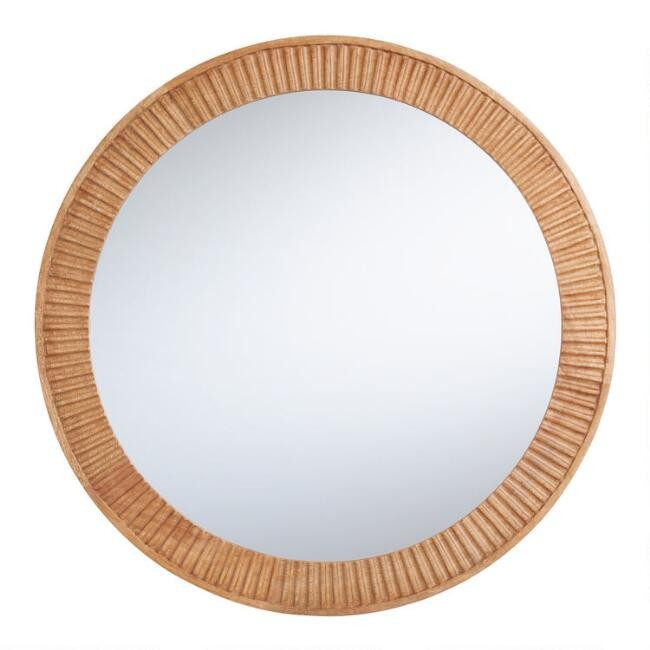 Round Carved Wood Fluted Wall Mirror | World Market