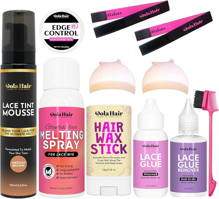Dolahair Lace Glue Kit - Complete Set with Lace Tint Mousse, Wig Installation & Melting Spray(Med... | Amazon (US)