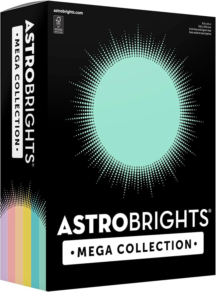 Astrobrights Mega Collection, Colored Paper, Punchy Pastel Assortment, Expanded 6\u2011Colors, 62... | Amazon (US)