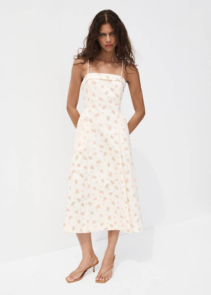Floral-print flared dress ecru - Woman - 0 - MANGO | Mango (US/MX/AU)