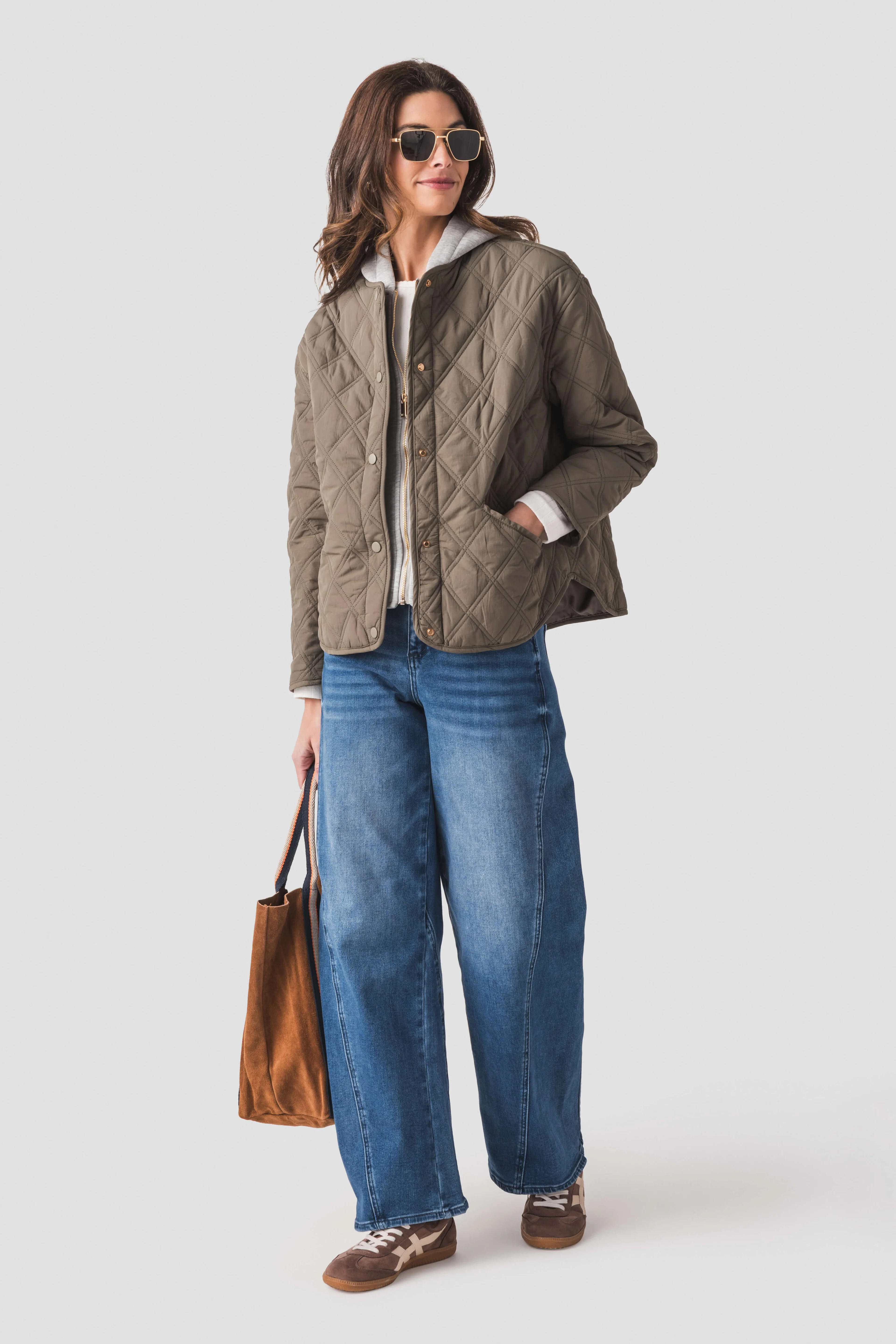En Creme Quilted Jacket Hoodie | Social Threads