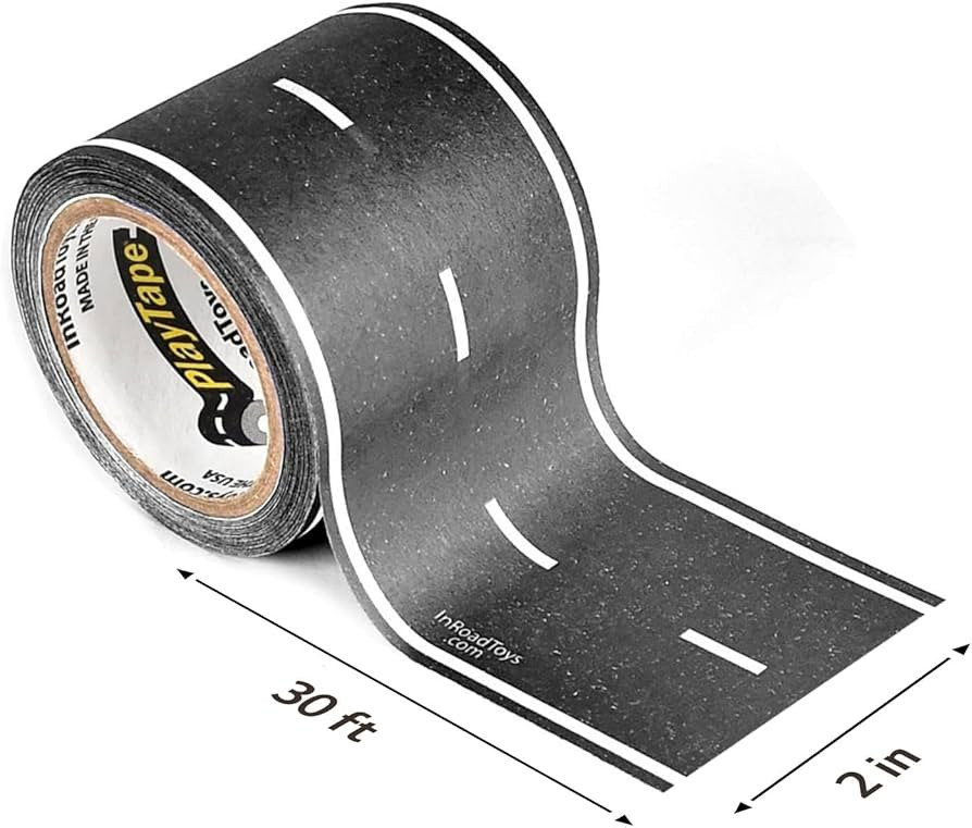 PlayTape Road Tape for Toy Cars - Sticks to Flat Surfaces, No Residue; 2 inch Wide x 30 ft Asphalt Road | Amazon (US)