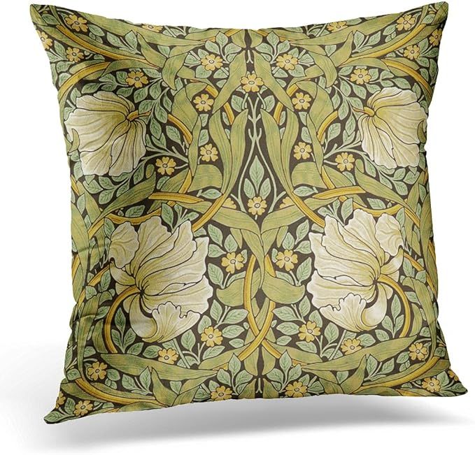 TORASS Throw Pillow Cover White Floral William Morris Pimpernel Vintage Pre Yellow Artistic Decor... | Amazon (US)