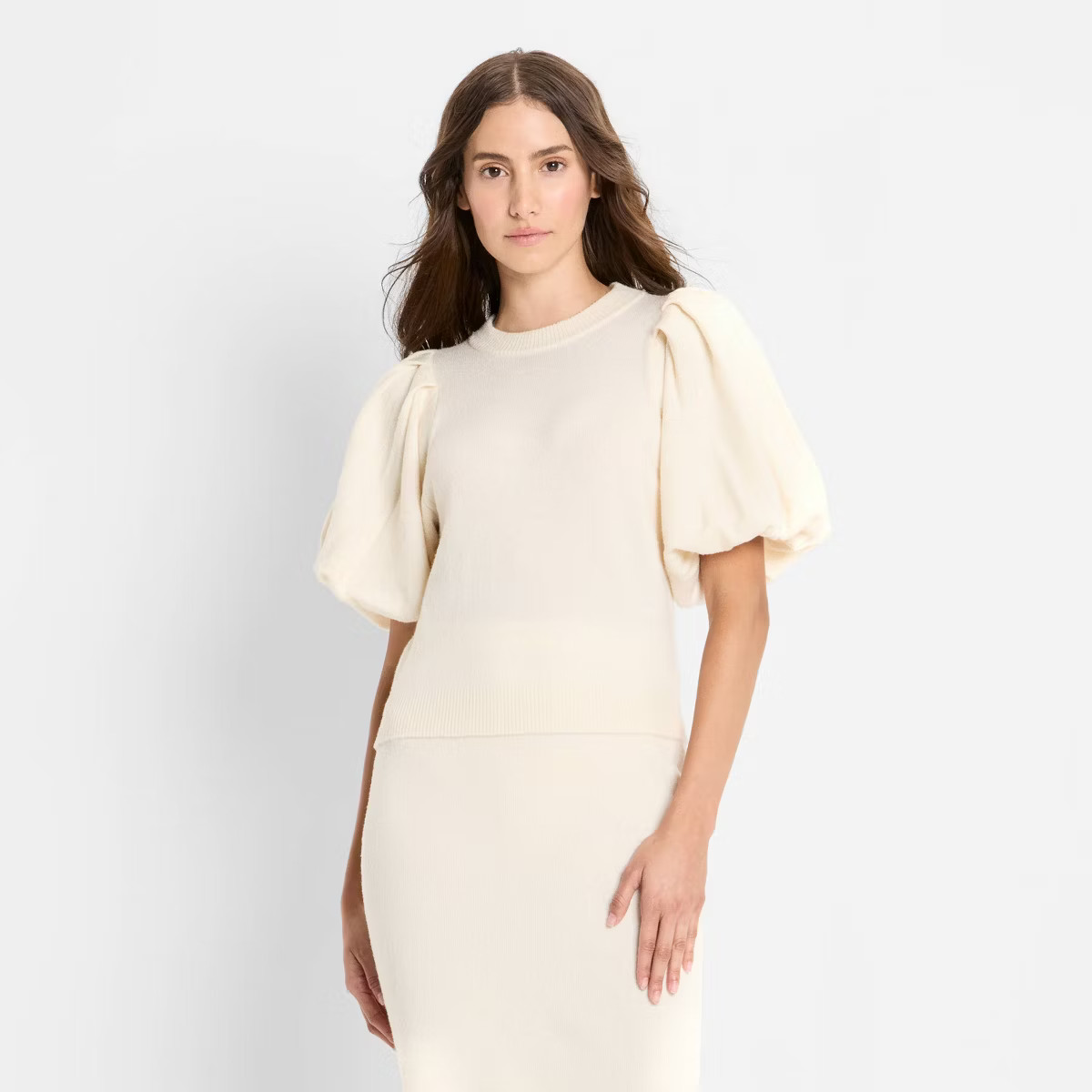 Women's Balloon Short Sleeve Textured Sweater - Future Collective | Target