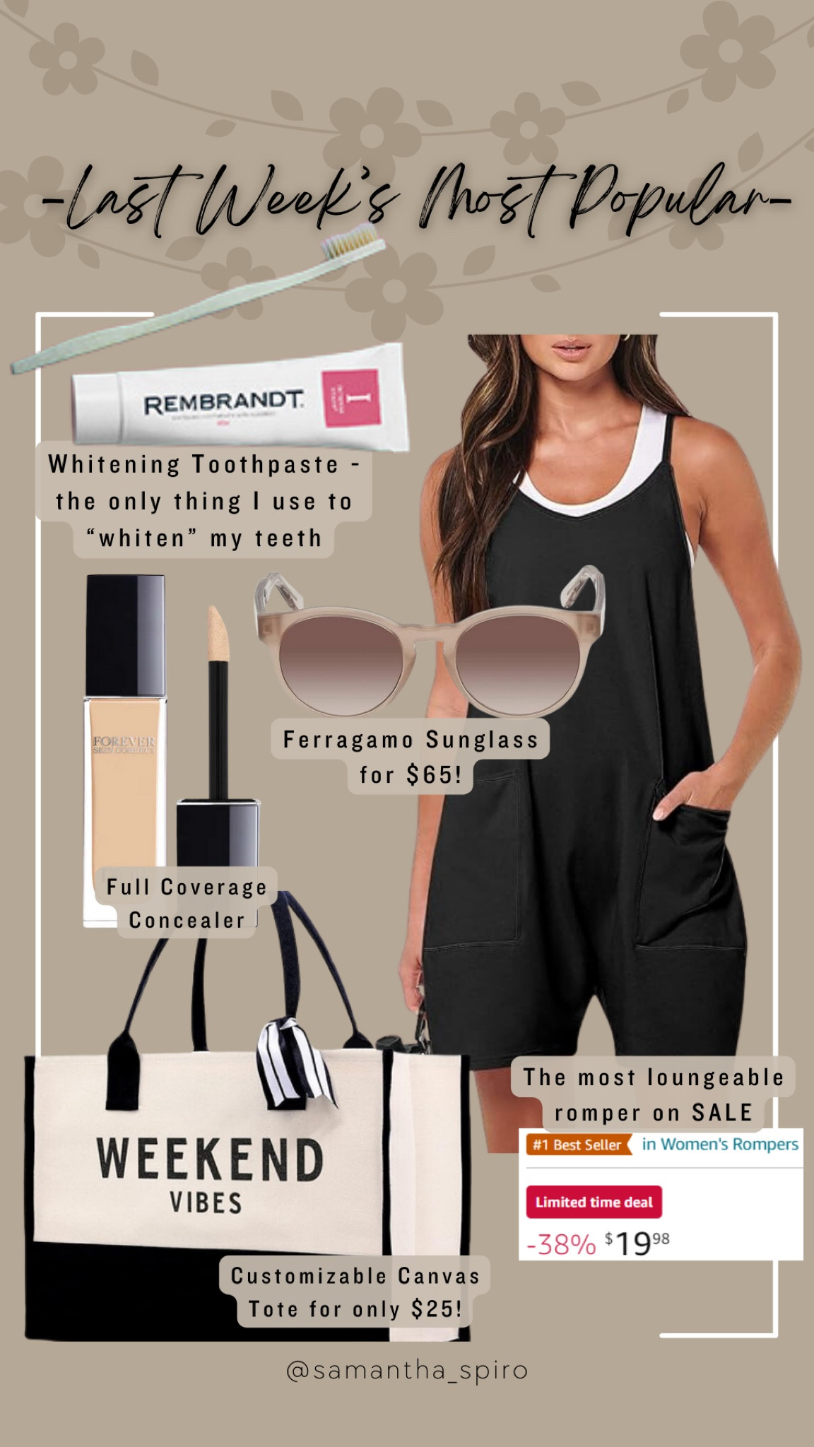 Last week’s most popular. 💕 

I grabbed a small in the romper (if between sizes go down). I have shade 2n in the concealer as a spot corrector, but can probably go one shade lighter for under eye. 

The canvas tote would be a perfect end of year gift - there are “teacher” pnes readily available or you can customize for anyone!

#LTKbeauty #LTKGiftGuide #LTKsalealert